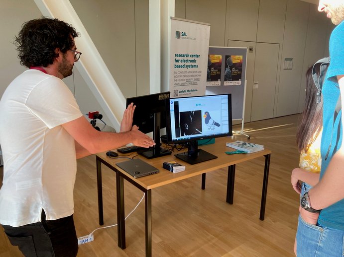 event-based camera records gestures of a researcher