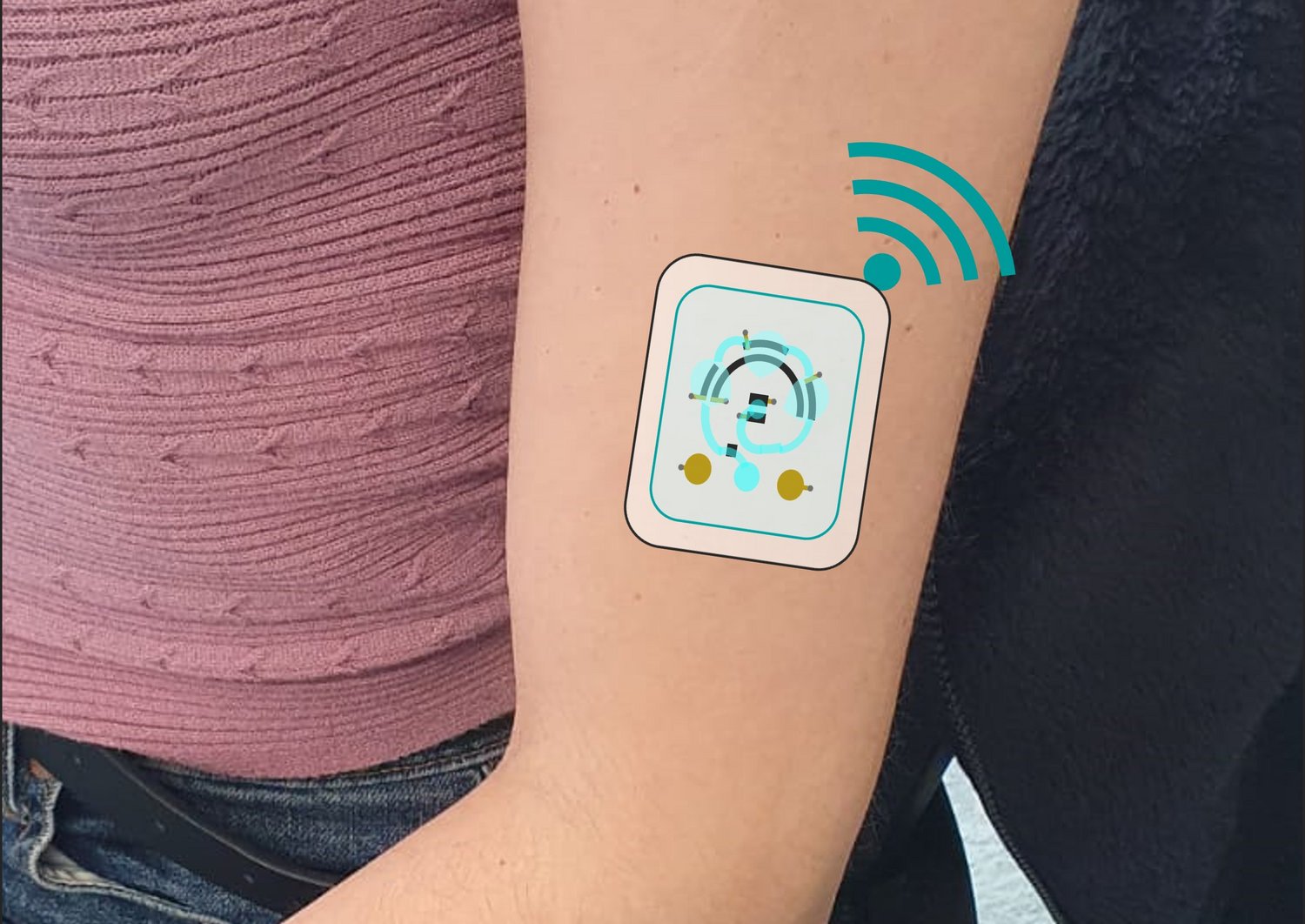 Concept image of an electronic patch on the arm
