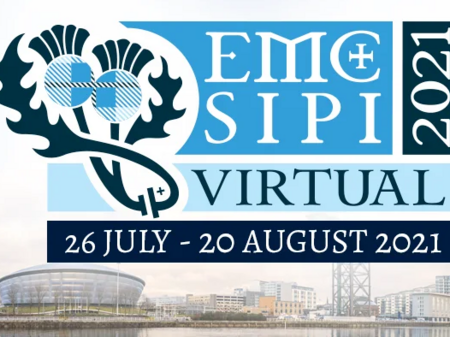 Konferenzposter "EMC SIPI 2021 Virtual, 26 July - 20 August 2021" mit Bildern von berühmten Gebäuden wie dem Sydney Opernhaus im Hintergrund