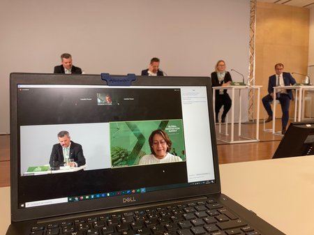 A Zoom meeting at a conference