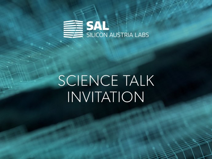 turquoise background with SAL logo, text: Science Talk Invitation